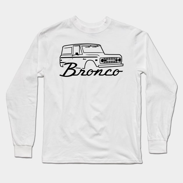 1966-1977 Ford Bronco Black With Logo Long Sleeve T-Shirt by The OBS Apparel